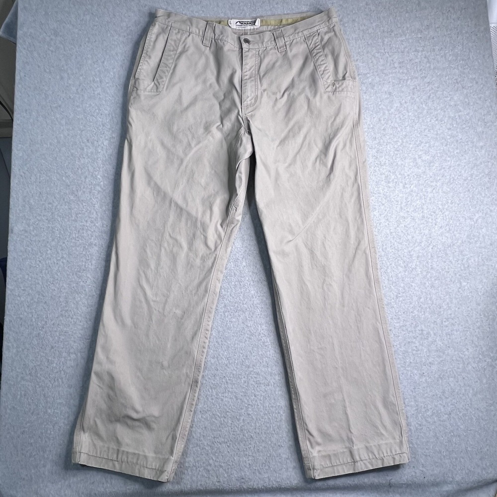 Mountain Khakis Pants Men's 38x33 Relaxed Fit 5-Pocket Beige Outdoor Work READ